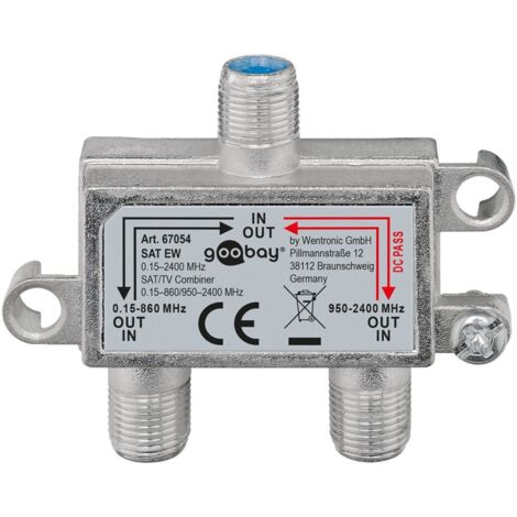 Goobay SAT EW, Divisor de 3 salidas, 950 - 2400 MHz, Plata, Metal, Hembra/Hembra, 1 pieza(s)