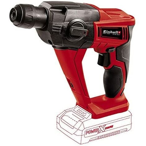 Einhell Martillo de impacto inalámbrico a batería, TE-HD 18 Li-Solo Power X Change, 1.2 J, mecanismo de impacto neumático, portabrocas SDS-plus, luz LED, suministrado sin batería ni cargador