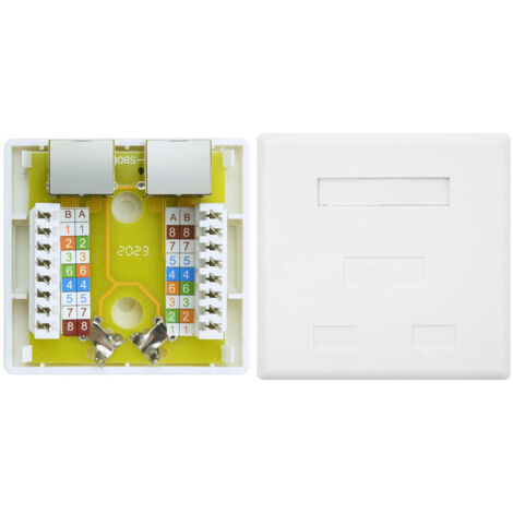 Roseta RJ45 Superficie FTP Cat6 2 Tomas Blanco (1/4)