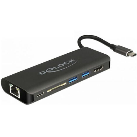 DeLOCK 87721 USB 3.0 (3.1 Gen 1) Type-A Negro nodo - Concentrador (USB 3.0 (3.1 Gen 1) Type-A, HDMI,USB 3.0 (3.1 Gen 1) Type-A,USB 3.0 (3.1 Gen 1) Type-C, 0,15 m, MMC,SD,SDHC,SDXC, USB, 60 W) (1/4)