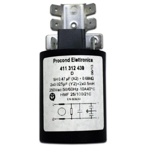 Filtro Antidisturbo D.E.M. FLC630501F &ndash; 0,47uF X2 + 2x10nF Y2, 2x1mH + 0,68MOhm, Nuovo