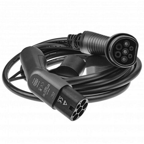 VEVOR VEVOR Cargador Portátil para Vehículos Eléctricos Tipo 2 IEC6219 Cargador  para Coche Eléctrico 32 A 7,36 kW Monofásico 22 kW Cable de Carga Trifásico  7,5 m CEE 32 Enchufe LCD IP66 con Bolsa Gancho