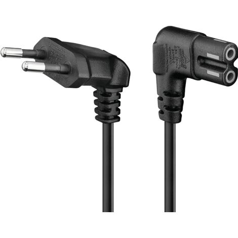 Goobay 97354 Cable de alimentación Euro acodado en Ambos Lados Enchufe Euro Negro (Tipo C, CEE 7/16) Toma de Aparato C7, Compatible con TV Samsung, LG, Philips, ps4 etc. / 3 m