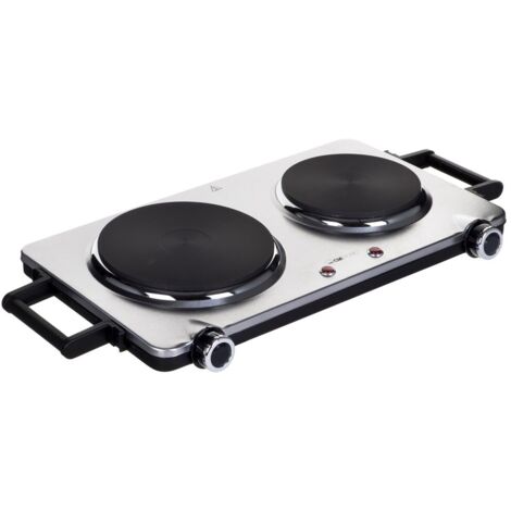 Placa de cocción doble Clatronic® de acero inoxidable  2 placas  2500W  placa eléctrica  placas con protección contra sobrecalentamiento  DKP 3668 E (1/4)