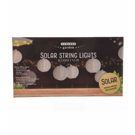 Jardín Lumineo LED cadena farol Solar luces Linternas lámparas 10, acabado blanco, Whitw
