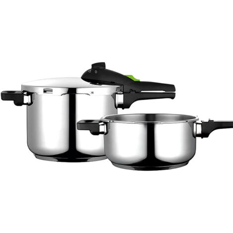 FAGOR RAPID XPRESS olla a presión Súper rápida, Acero Inoxidable, Todo Tipo de cocinas, INDUCCION Fondo termo difusor IMPAKSTEEL Muy Resistente, 5 Sistemas de Seguridad, 2 Niveles de presión (4L+6L) (1/5)