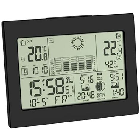 TFA Dostmann 35.1155.01 Estación meteorológica Digital con Sensor Remoto, 16,8 x 13,6 x 6,4 cm, Negro