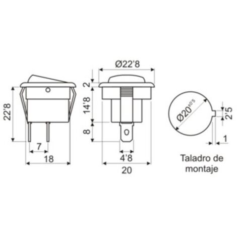 Interruptor Basculante 2P 2C - Tecla Negra