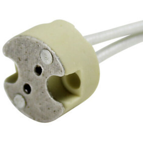 Portalámparas cerámico para Bombilla Halógeno 12 V Con cable silicona 15 cm Electro DH. 12.070 8430552095551 (1/2)