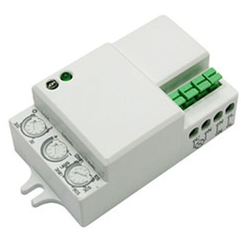 Detector de movimiento mini Electro DH por microondas, funciona con 3 hilos, tecnología 5,8 GHz, 360º, protección IP20, 60.252/RF/MINI (1/3)