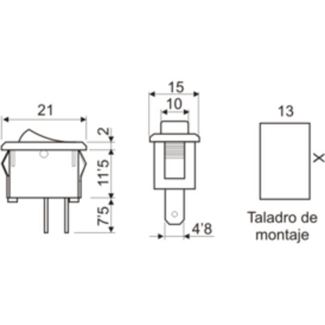 Interruptor Basculante Unipolar OFF-ON Luminoso ROJO 3A (1/2)