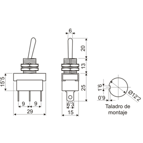 Mini Interruptor de Palanca Unipolar On/Off