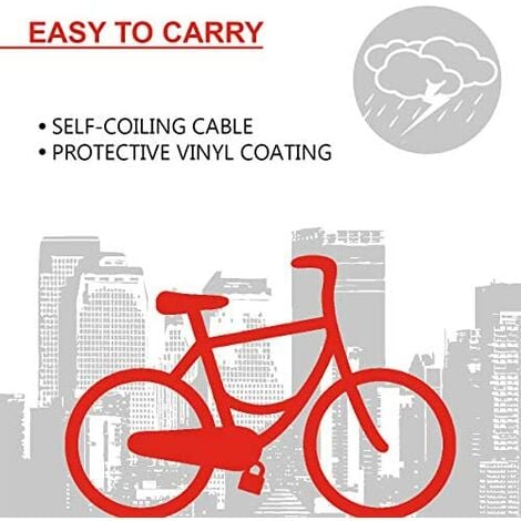 Cerradura de la bici, cerradura antirrobo del cable de la bicicleta de la  seguridad, soporte de bloqueo el 1.2M negr