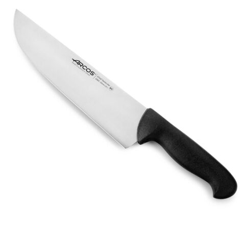 Cuchillo de carnicero Arcos Colour - Prof 296025 de acero inoxidable Nitrum y mango ergonómico de Polipropileno de color negro y hoja de 25 cm, funda display
