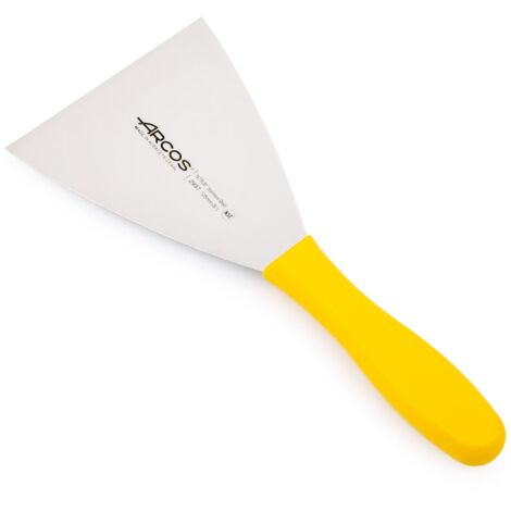 Espátula  Arcos 2900- modelo  299700 de acero inoxidable Nitrum y mango ergonómico de Polipropileno de color amarillo y hoja de 12.5 x 12 cm, con Funda colgador (1/5)