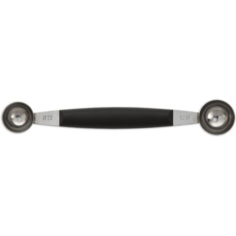 Doble Vaciador Decorador para frutas Arcos 613100 con hoja de acero inoxidable y mango de Polipropileno de ø 22 mm - 25 mm con funda display (1/2)