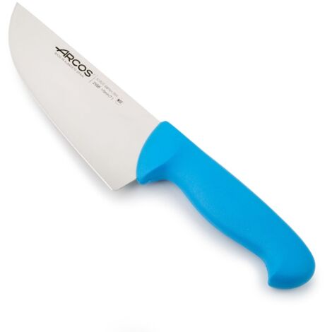 Cuchillo de carnicero Arcos Colour - Prof 295823 de acero inoxidable Nitrum y mango ergonómico de Polipropileno de color azul y hoja de 17 cm, funda display