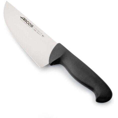 Cuchillo de carnicero Arcos Colour - Prof 295825 de acero inoxidable Nitrum y mango ergonómico de Polipropileno de color negro y hoja de 17 cm, funda display