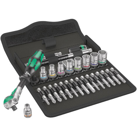 Set de llaves de vaso y puntas para atornillar 1/4" WERA 8100 SA 9 Zyklop Speed Imp 1/4" (28 piezas)
