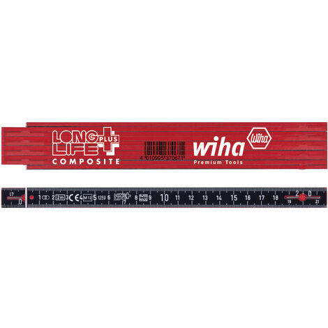 Wiha Metro plegable LongLife® Plus Composite de 2 m métrico, de 10 eslabones 15 mm (37067)
