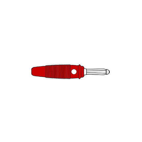 Banana 4 mm - conexión transversal de otra banana posible - conexión por soldadura - color rojo (bula 30k) (1/3)