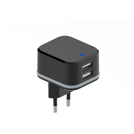 HQ-Power PSS6EUSB40B Cargador Compacto con Dual Usb Output 5 V, 4.8 A Max., 24 W Max., Negro (1/3)