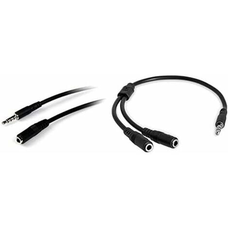 Cable de 2m de Extensión Alargador de Auriculares Mini-Jack 3,5mm Estéreo  Macho a Hembra - Delgado - StarTech 