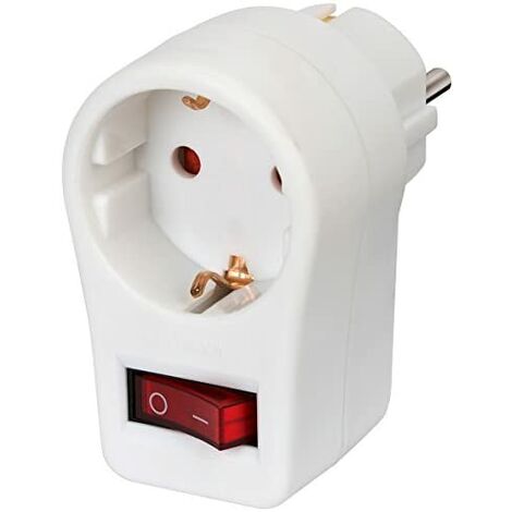 Brennenstuhl 1508070 - Regleta de 3 enchufes de bajo consumo con contacto de protección, color blanco, 1 Schuko mit Schalter