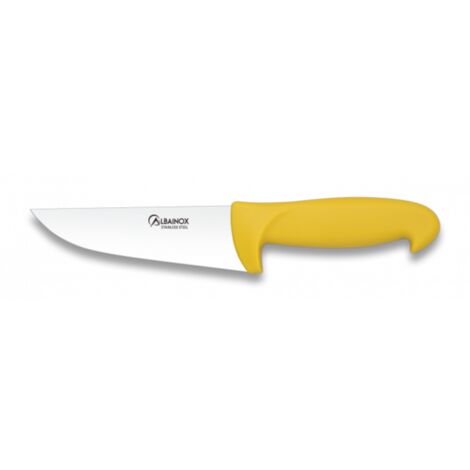 Cuchillo de Cocina Martinez Albainox. Hoja de Acero Inox de 15 cm y Mango ABS de color amarillo, en Blister de presentación 17142