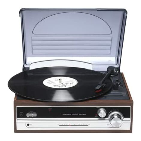 Tocadiscos Denver VPR-190 con Radio FM. Altavoces Integrados. Acabado Madera. Aguja cerámica. (1/5)