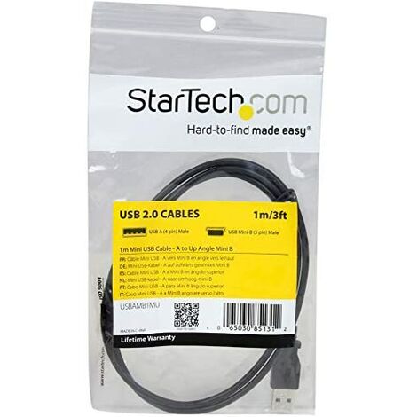 Cable Adaptador de 1m USB A Macho a Micro USB B Macho para Teléfono Móvil  Carga y Datos - Negro en