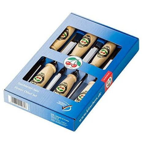 Juego de 6 cinceles de acero de herramientas especial con mango de madera n° 1111 SB, Contenido : 6 10 12 16 20 26 mm