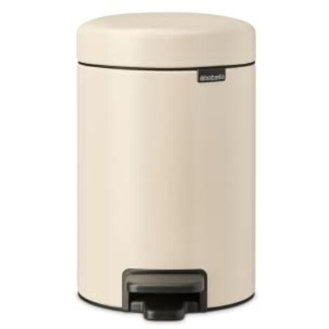 Brabantia - NewIcon Cubo de Pedal 3L - Papelera Pequeña para Baño o Aseo - Tapa de Cierre Suave - Funcionamiento con Pedal Ligero - Cubo Interior Extraíble - Soft Beige - 17 x 24 x 27 cm (1/5)