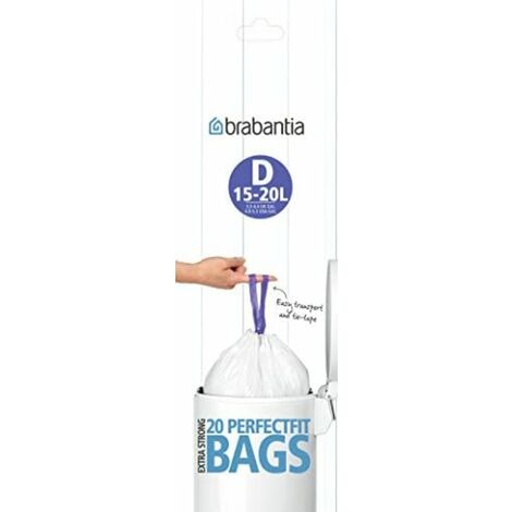 Rollo de Bolsas de Basura PerfectFit Encaja perfectamente y de forma fácil, 15-20 L - Talla D, 20 Bolsas (1/5)