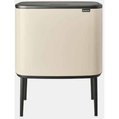 Brabantia - Bo Touch Bin 23+11L - Papelera Grande para la Cocina - Apertura de Tacto Suave - Papelera Doble con Cubos Interiores Extraíbles - Bolsas de Basura Incluidas - Soft Beige - 54 x 31 x 68 cm (1/4)