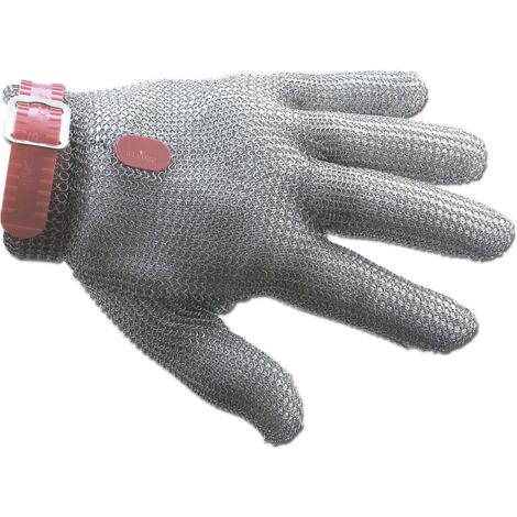 Guantes de protección Arcos 615300 de acero inoxidable 25 cm Talla 3-M cinta de color rojo en caja