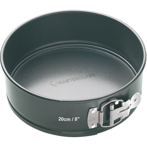 MasterClass Molde de 20 cm con PTFE, PFOA y BPA libre de antiadherente, robusto de 1 mm de espesor de acero al carbono y base suelta, 8 pulgadas de pan redondo, gris