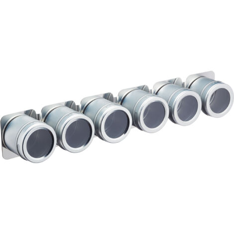MasterClass Especiero Magnético/Montable en la Pared, Almacenaje de Cocina para Especias y Condimentos de Cocina, Herrajes Incluidos, 9 x 12 x 16 cm - Metal, Plata