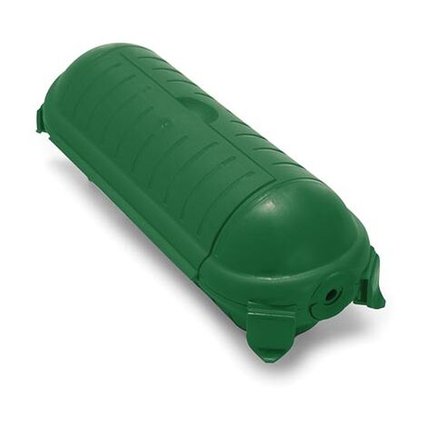 Perel Cubierta de seguridad para cable alargador de exterior impermeable para conector CEE, caja de sellado resistente a la intemperie IP44, caja de seguridad para enchufe, polipropileno, verde (1/5)