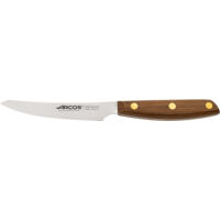 Arcos Serie Nordika - Cuchillo Chuletero - Acero Inoxidable NITRUM - Hoja de 100 mm - Mango de Madera Ovengkol 100% natural de bosques certificados FSC® - Embalaje 100% reciclado