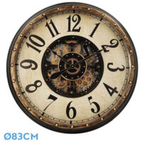 Reloj de pared TREVISO oro negro 83x83x10 cm engranajes con movimiento