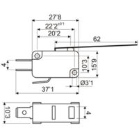 Microinterruptor con palanca de 62 MM Electro DH 11.504/UL/62 8430552091904