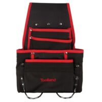 Toolland Soporte de Terk para cinturón, nylon, con 10 bolsillos, 2 bucles de herramientas, negro/rojo