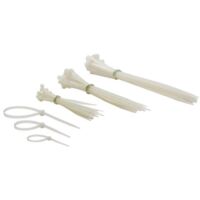 Perel Conjunto de corbatas de cable de nylon, varios tamaños, blanco, resistente a los rayos UV, 75 piezas