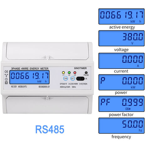 Compteur d'énergie, 230 / 400V 5100A Consommation d'énergie Compteur  électrique numérique triphasé Compteur Kwh