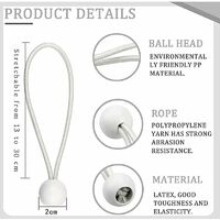 Lot de 75 Tendeur Elastique Cordons Élastiques avec Boules Sandow Elastique Boules Elastiques pour chapiteaux, tentes, bannières et bâches