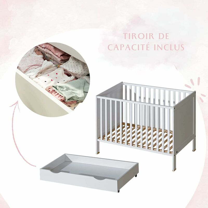 Matelas pour lit bébé, 60x120cm, housse lavable, reposez, vous pour votre  bébé