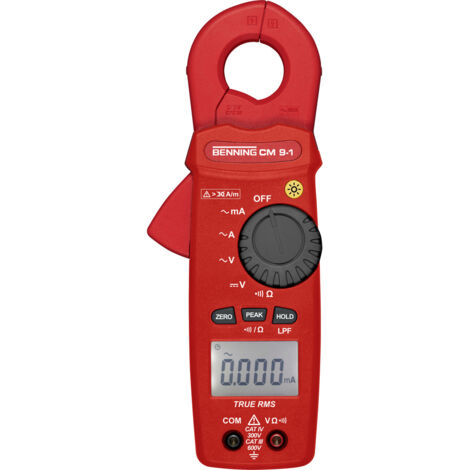 Benning CM 1-2 Digital Stromzangen-Multimeter – Messbereich Bis 400 A AC, Mit Durchgangsprüfung, Cat III 600 V