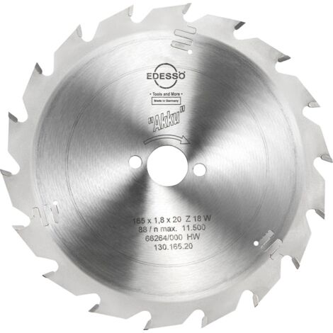 EDESSÖ Handkreissägeblatt für AKKU-Maschinen (Dünnschnittsägeblatt), HW 165x1,8/1,2x20 Z=18 W (1/3)