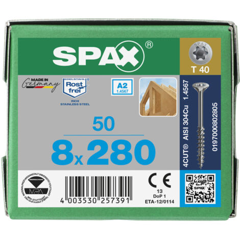 Spax 8x280 A2 Senkmultikopf T-Star Plus T40 Teilgewinde 4Cut 50 St (1/5)